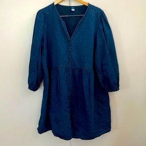 Denim Long Sleeve Button Up Dress